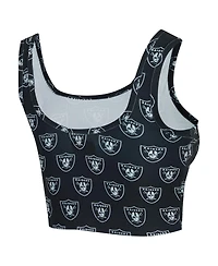 Concepts Sport Women's Black Las Vegas Raiders Record Allover Print Bralette