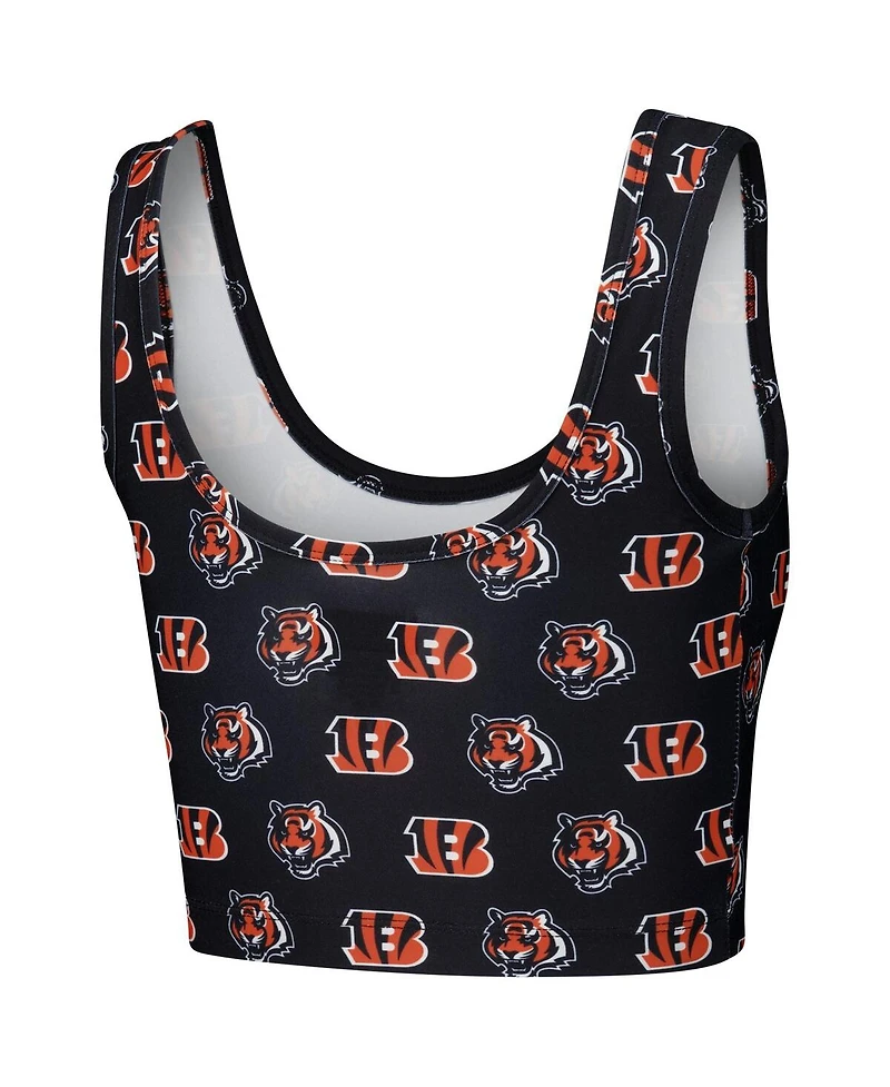 Concepts Sport Women's Black Cincinnati Bengals Record Allover Print Bralette