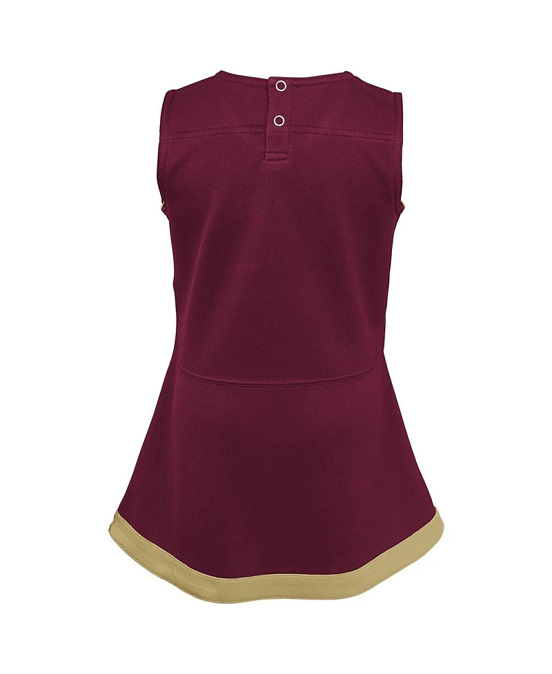 Outerstuff Girls 2-Piece Preschool Garnet Florida State Seminoles Cheer Captain Bloomers Set Jumper Dress