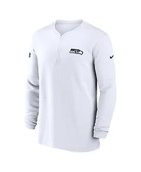 Nike Men's White Seattle Seahawks 2023 Sideline Performance Long Sleeve Tri-Blend Quarter-Zip Top