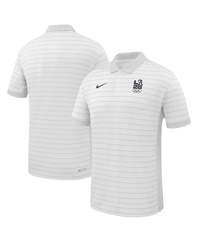 Nike Men's White LA28 Summer Olympics Performance Victory Stripe Polo Shirt
