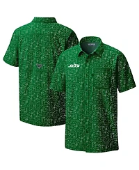 Columbia Pfg Men's Green New York Jets Super Slack Tide Omni-Wick Button-Up Shirt
