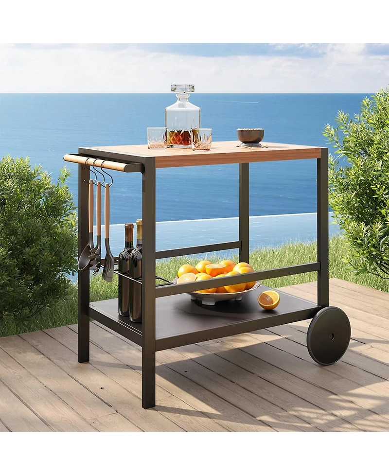 Mondawe Aluminum 29“ High Wine Trolley, Multi functional Storage Space With Wheels Bar Cart