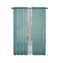 Kate Auroras Turquoise Premium Semi Sheer Voile Curtain Pair - 52 in. W x 84 in. L