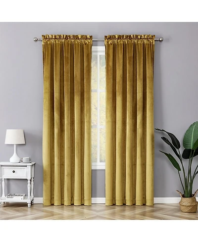 Kate Aurora Royal Living 2 Pack Rod Pocket Light Filtering Velvet Window Curtain Panels - Gray