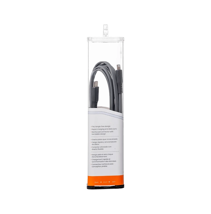 Ventev Flat Usb C to Apple Lightning High Speed Tangle-Free 6 Foot Cable
