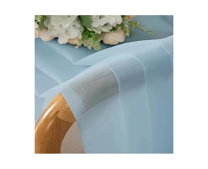 Kate Aurora Extra Long 1 Piece Baby Blue Lightweight Rod Pocket Transparent Backdrop Sheer Window Curtain - 90 in. Long
