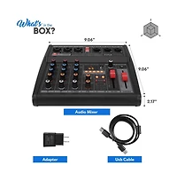 Pyle 3-Channel Audio Mixer With Usb Interface, Built-in Fx Processor, MP3 Player, Xlr & 6.35 Jack Connectors