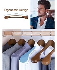Wide Shoulder Suit Wooden Hangers Walnut 12 Pack