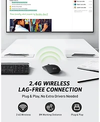 Acer Computer Mouse Wireless, 2.4G Slim Usb Wireless Mouse with Adjustable Dpi, 4 Buttons, Portable for Laptop, Desktop, Pc