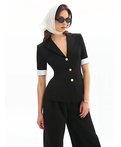 Miss Circle Women Aleena Short Sleeve Business Casual Blazer
