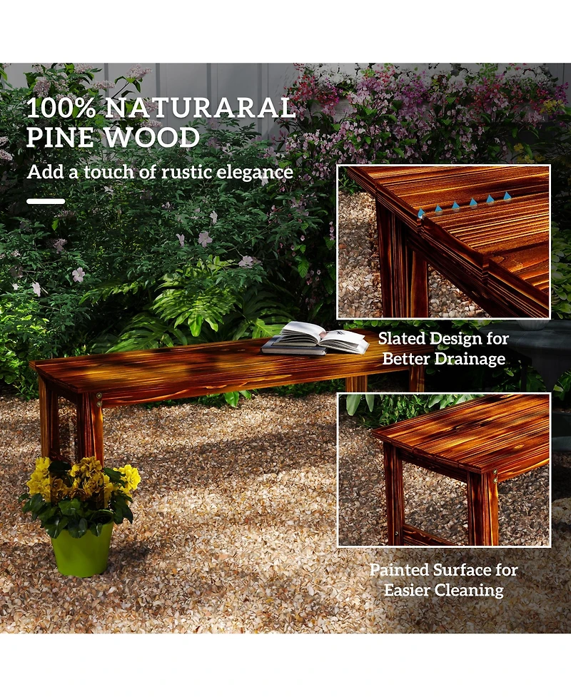 Outsunny 2-Seat Wood Garden Bench, Patio Bench w/ Slatted Seat,