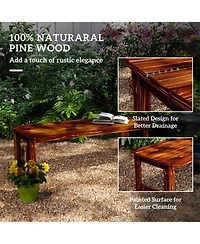 Outsunny 2-Seat Wood Garden Bench, Patio Bench w/ Slatted Seat,