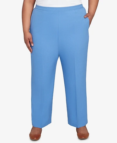 Alfred Dunner Plus Textured Pull On Elastic Short Length Pants