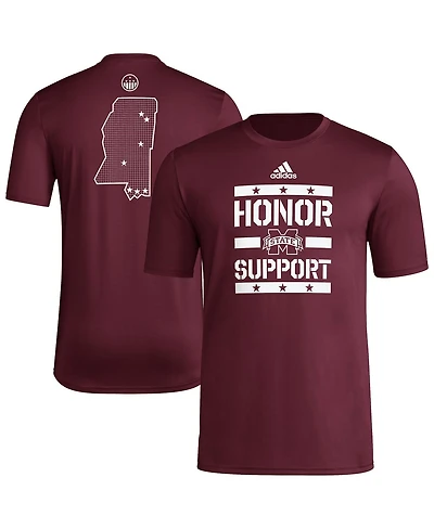 Adidas Men's Maroon Mississippi State Bulldogs Honor Support Pre-Game T-Shirt