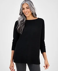 Style & Co Petite Seam-Front Boat-Neck Sweater, Macy's Exclusive