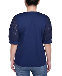Ny Collection Petite Puff Elbow Sleeve Top