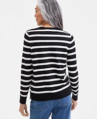 Style & Co Women's Striped Long-Sleeve Crewneck Sweater, Macy's Exclusive