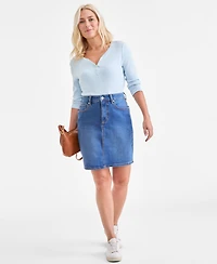Style & Co Women's Mid-Rise 5-Pocket Denimi Skirt, Macy's Exclusive