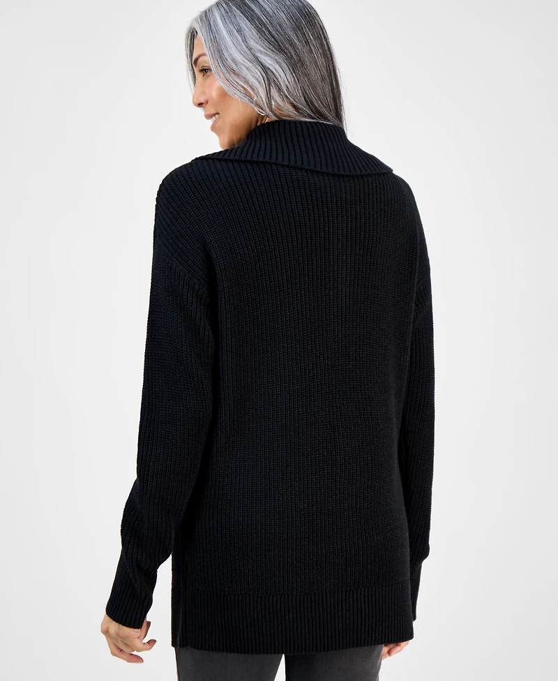 Style & Co Women's Quarter-Zip Cable-Knit Sweater, Macy's Exclusive