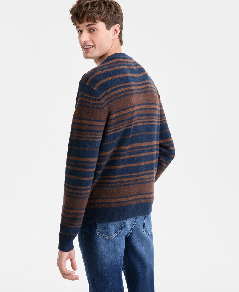 Sun + Stone Men's Blake Long-Sleeve Brushed Stripe Cardigan, Macy's Exclusive
