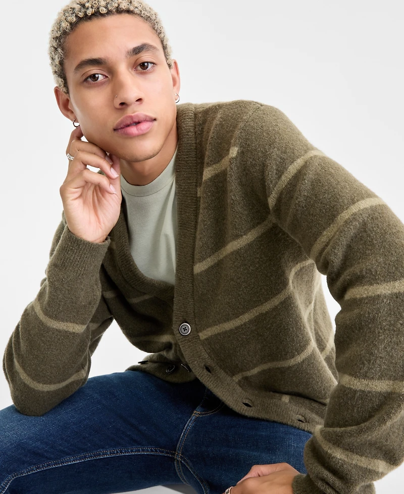 Sun + Stone Men's Long-Sleeve Scotty Stripe Cardigan, Macy's Exclusive