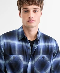 Sun + Stone Men's Iverson Long-Sleeve Cotton Flannel Plaid Shirt, Macy's Exclusive
