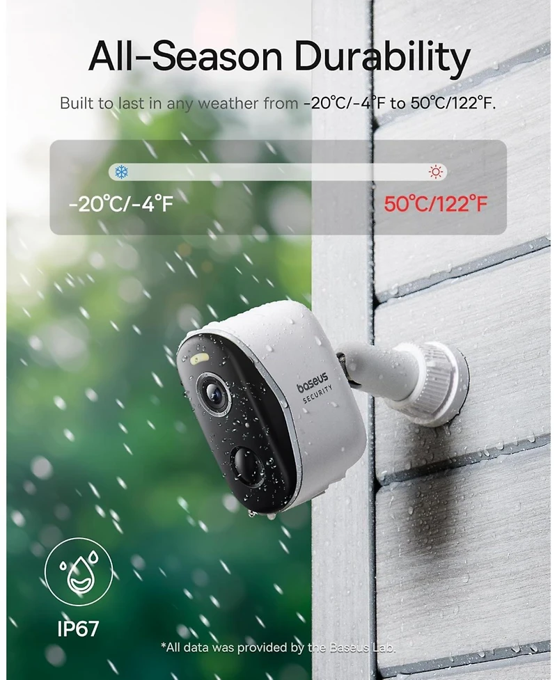 Baseus Wireless Cameras for Home Security, N1 2-Cam Kit with True 2K Clarity, No Monthly Fee, 16TB Expandable Local Storage, 210-Day Battery Life, Spo