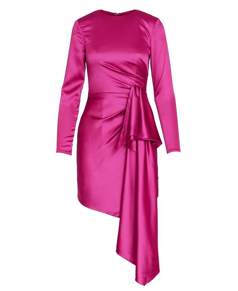 Mac Duggal Women's Ieena Asymmetrical Draped Long Sleeve Mini Dress