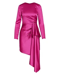 Mac Duggal Women's Ieena Asymmetrical Draped Long Sleeve Mini Dress