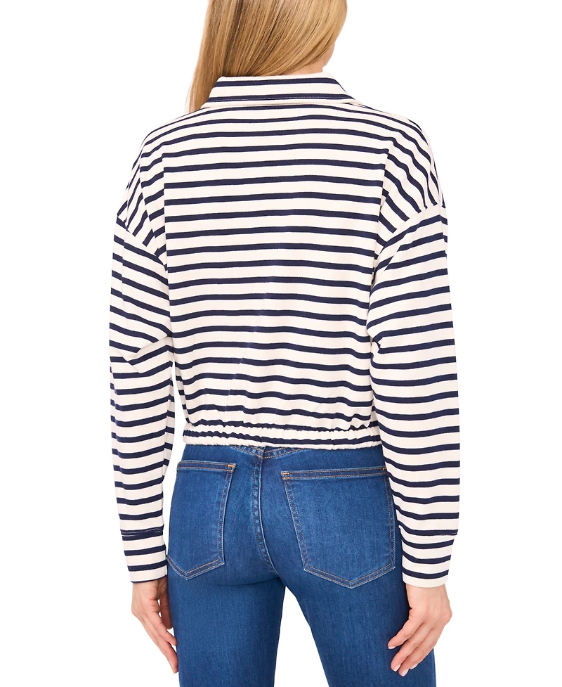 CeCe Women's Long Sleeve Elastic Waist Collar Top