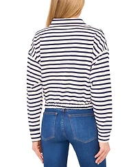 CeCe Women's Long Sleeve Elastic Waist Collar Top