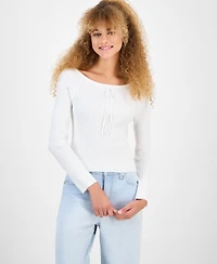 Ultra Flirt Juniors' Off-The-Shoulder Cable-Knit Sweater