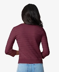 Melissa Paige Women's Ottoman-Rib 3/4-Sleeve Crewneck Cardigan