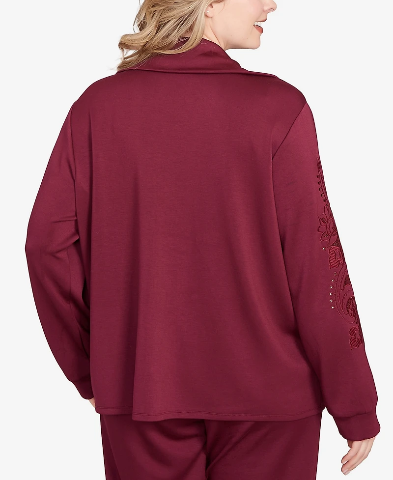 Ruby Rd. Plus Embroidered Floral Cutout Snap Jacket