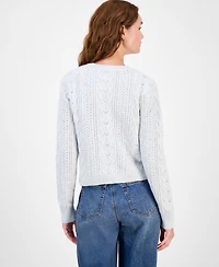 Hippie Rose Juniors' Cable-Knit Button-Front Lady Cardigan