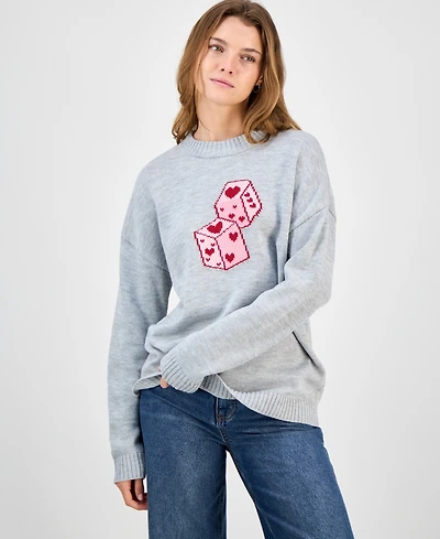 Just Polly Juniors' Heart Dice Crewneck Sweater
