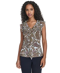 Tommy Hilfiger Women's Paisley Ruffle Front Top