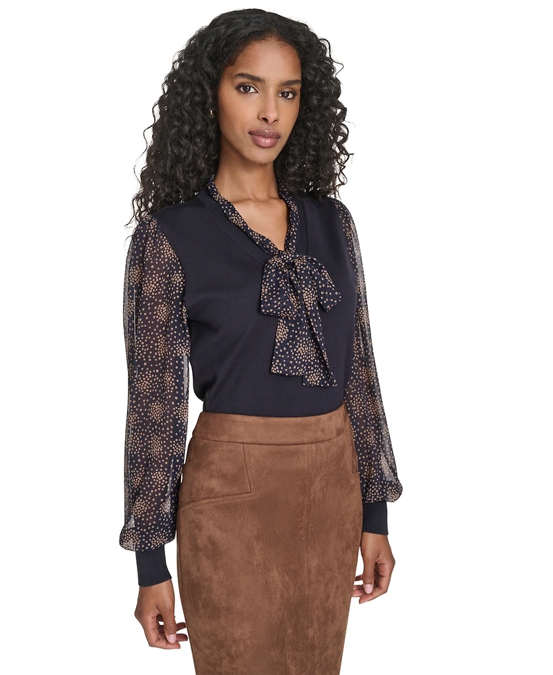 Tommy Hilfiger Women's Mixed Media Posy V-Neck Sweater