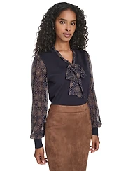Tommy Hilfiger Women's Mixed Media Posy V-Neck Sweater