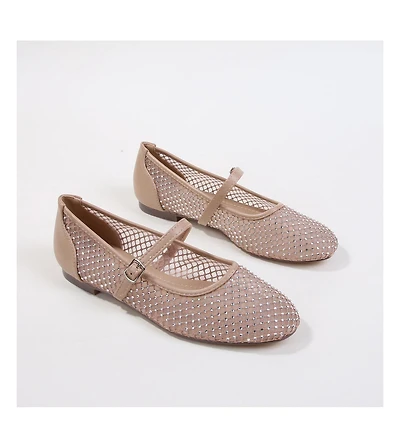 Berness Freda Rhinestone Studded Mesh Mary Janes