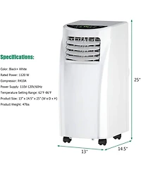 Gymax 8000BTU 3-in 1 Portable Air Conditioner Cooler Fan Dehumidifier Ashrae w/ Wheels