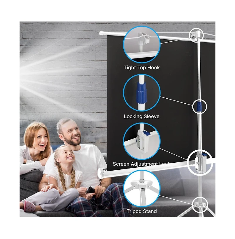 Pyle 72-inch Video Projector Screen, Easy Fold-Out & Roll-Up Projection Display, Tripod Stand Style