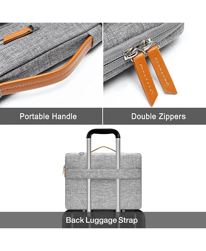 Laptop Shoulder Bag,15-15.6"Computer Bags Compatible with MacBook Pro 16", Hp, Dell, Lenovo,Side Open Messenger Bag with 4 Zipper Pockets, Gray