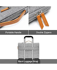 Laptop Shoulder Bag,15-15.6"Computer Bags Compatible with MacBook Pro 16", Hp, Dell, Lenovo,Side Open Messenger Bag with 4 Zipper Pockets, Gray
