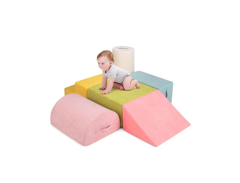 Akiudex 6-Piece Baby Climbing Blocks with 30D High-Density Foam and Carrying Handles
