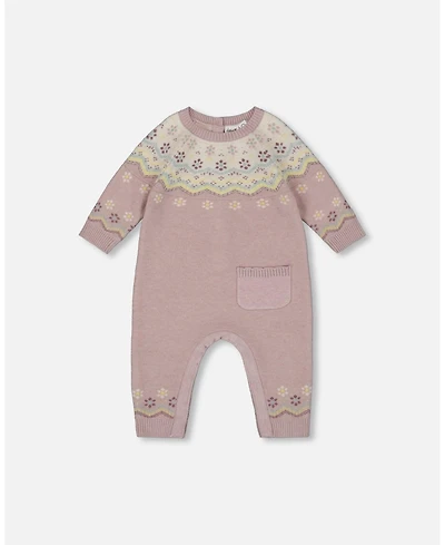 Deux par Baby Girl Jacquard Knitted Romper Keepsake Lilac