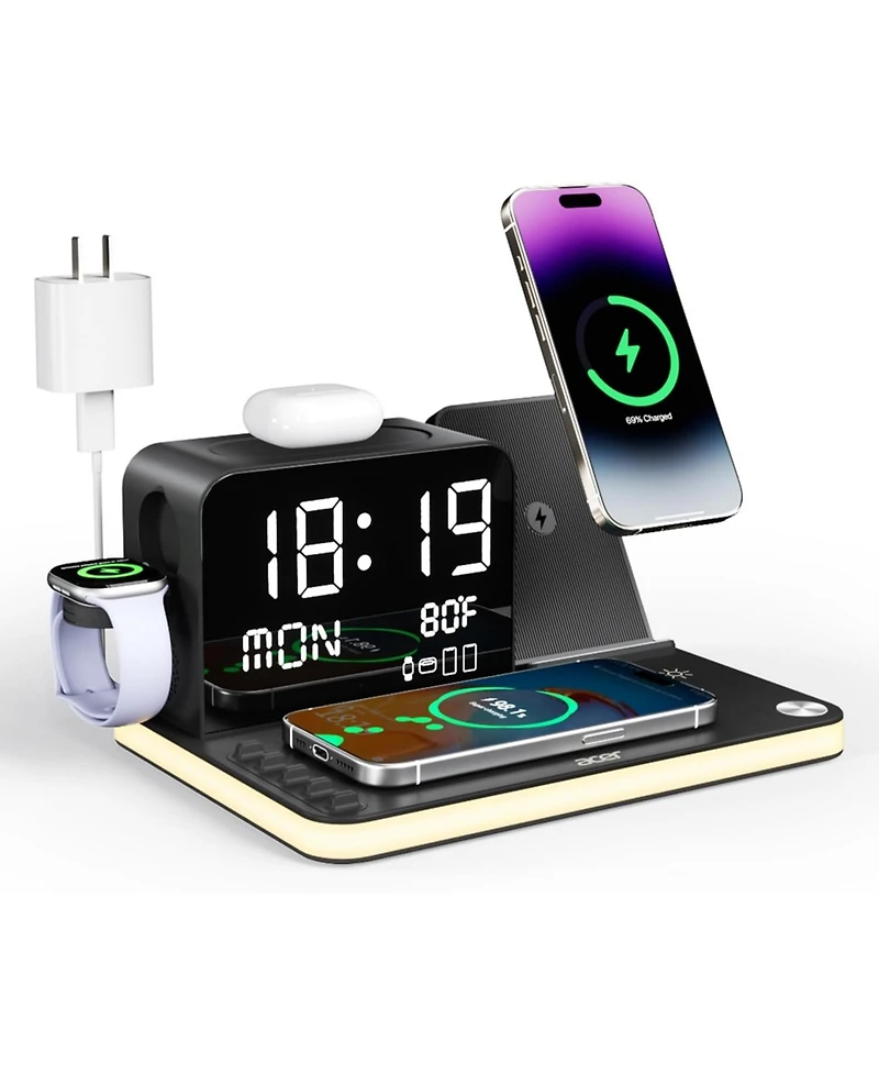 Acer 7-in-1 Wireless Charging Station for Apple Devices - Charger Stand for iPhone 16/15/14/13/12 Pro Max, Apple Watch, AirPods, and More