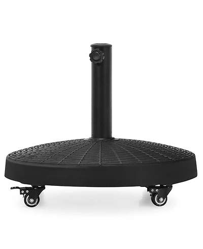 Gymax 50 lbs Round Resin Patio Umbrella Base Stand Holder w/ Lockable Wheels