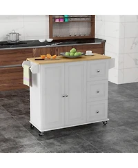 Halifax North America White Kitchen Helper: Rolling Island Cart with Drop Leaf & Storage